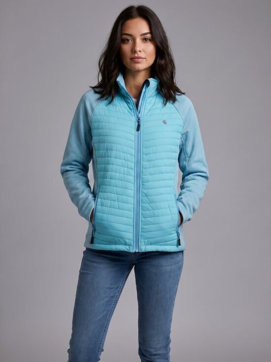 Little Donkey Andy Jackets & Blazers - Ladies Light Aqua Quilted Hybrid Jacket -( MEDIUM)